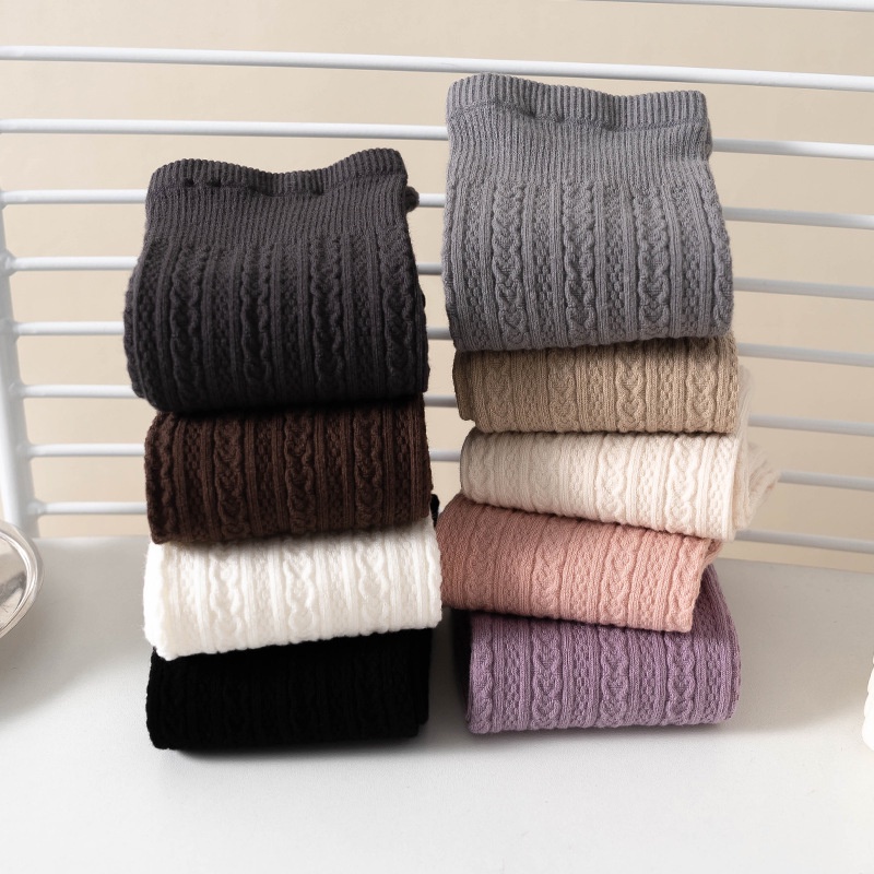 Đôi Vớ Cao Màu Trơn Bằng cotton Cho Bé Gái