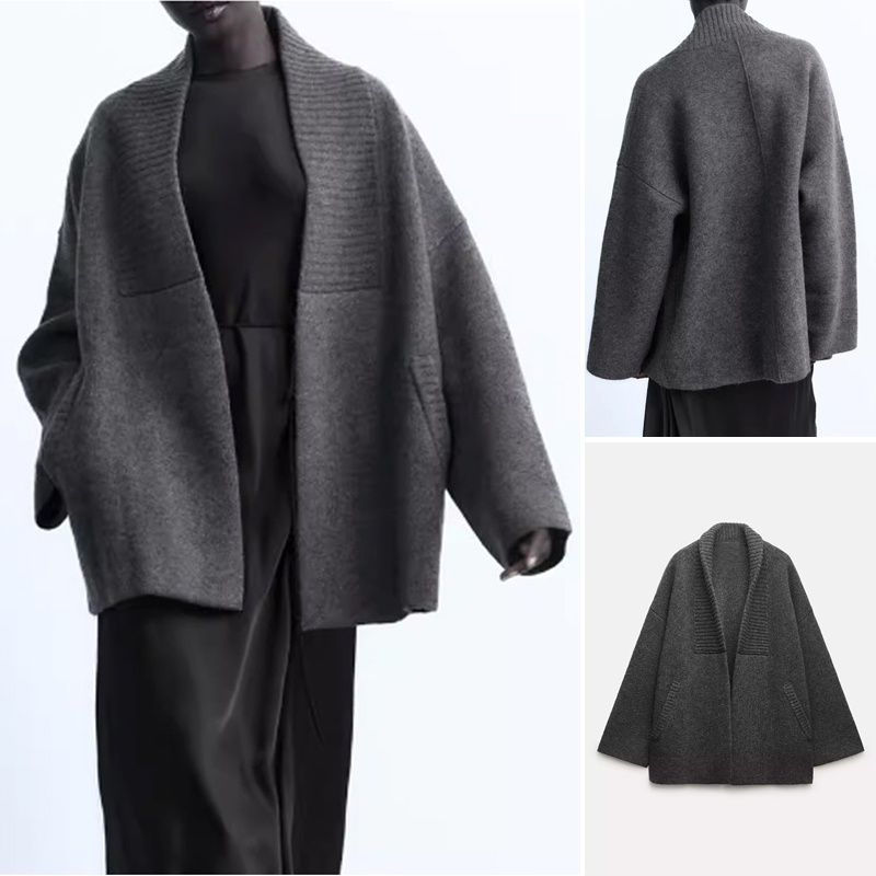 Zara Áo Khoác Dệt Kim Phối Túi Thời Trang Thu Đông 5755108