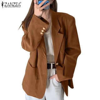 Zanzea Áo Khoác blazer Nữ Tay Dài Dáng Rộng Phong Cách Hàn Quốc