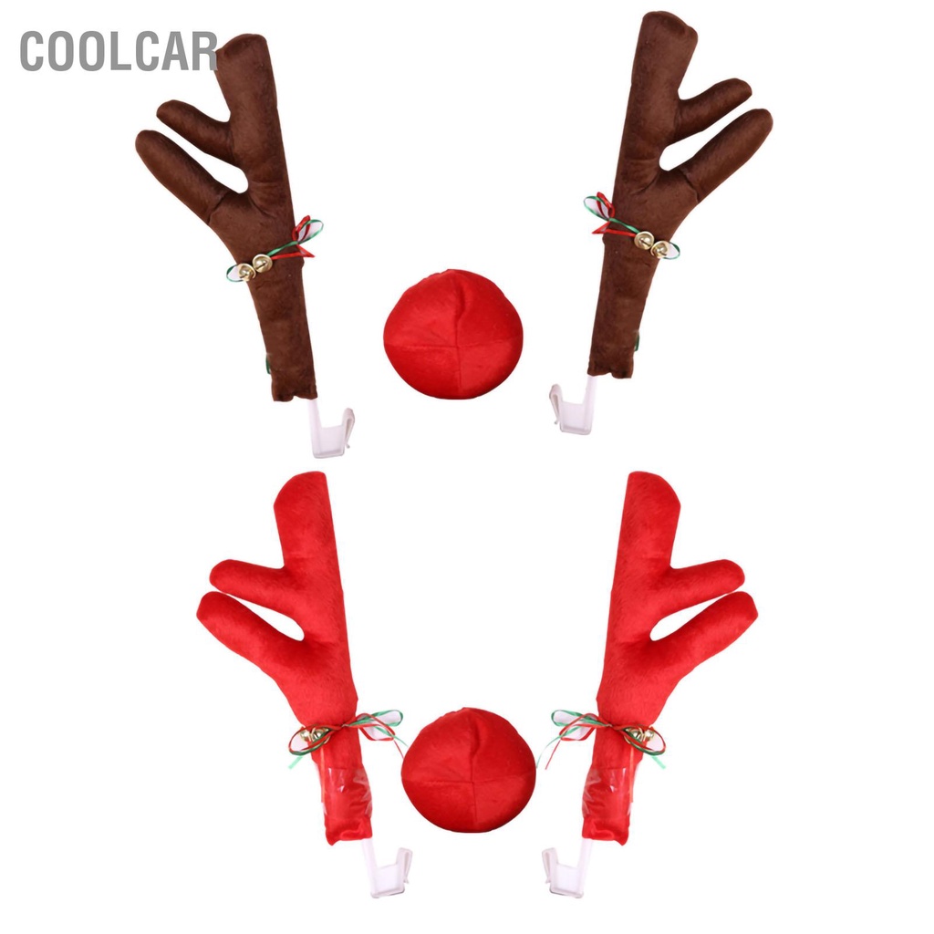 CoolCar Bộ gạc mũi tuần lộc ô tô xe ngộ nghĩnh dễ thương có chuông trang trí hơi Giáng sinh