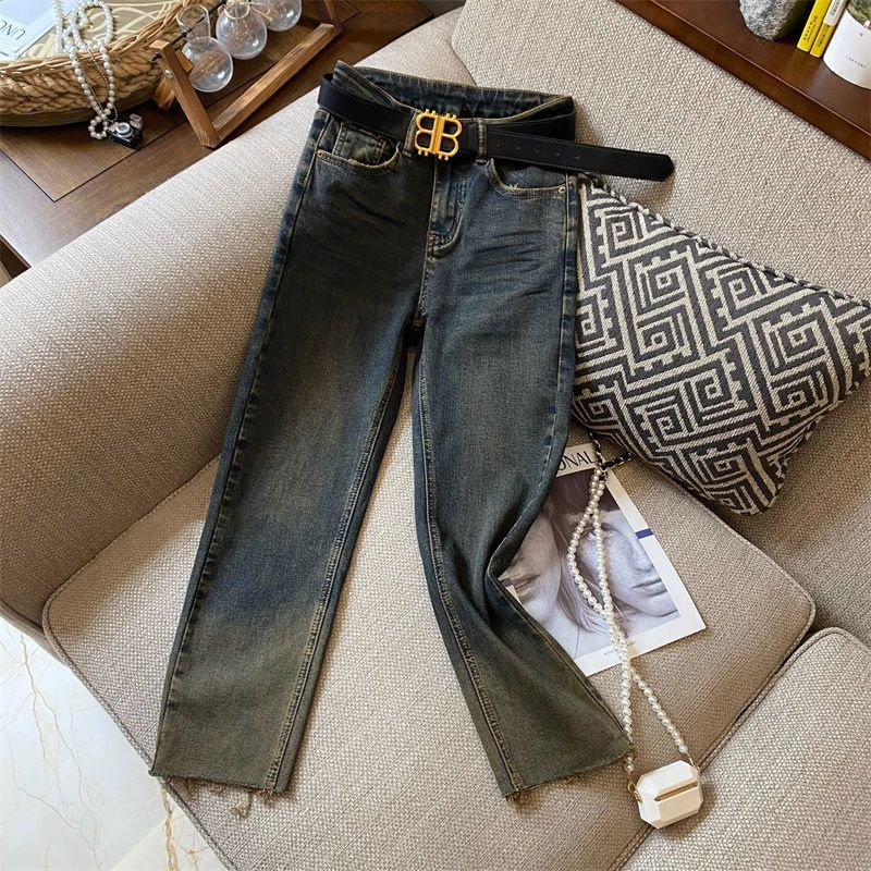 Quần jeans denim Lưng Cao Dáng Ôm Co Giãn Màu gradient Phong Cách Thời Trang Thu Đông Mới 2023