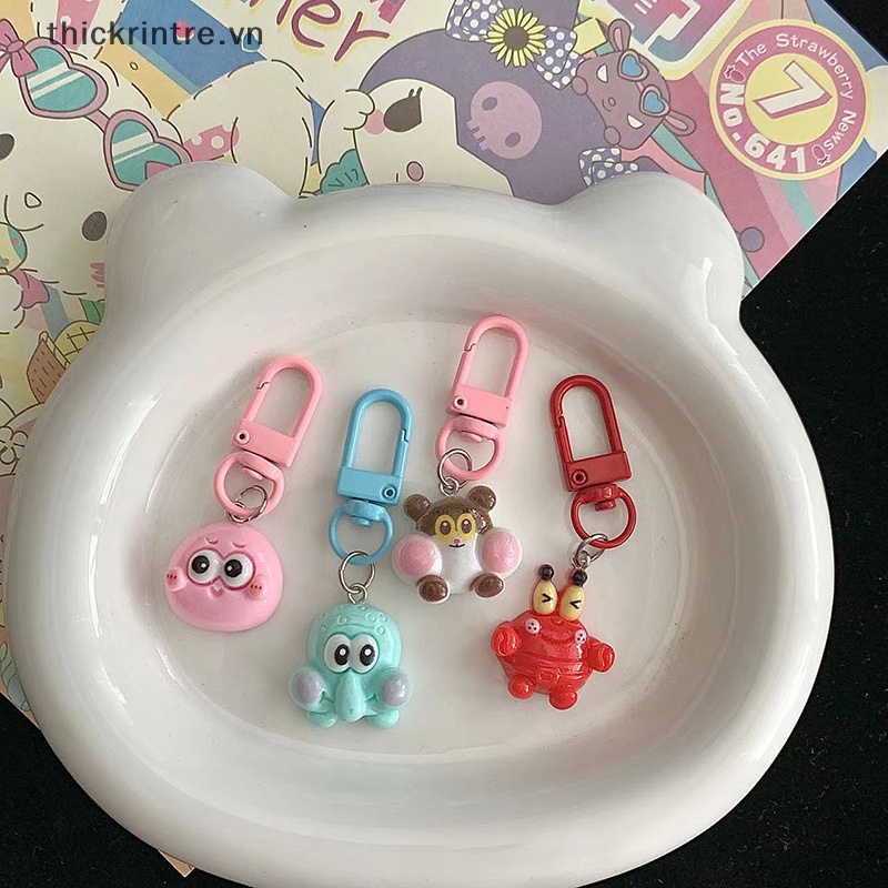 Th kawaii spongebob Móc Chìa Khóa / Ba Lô / Treo Trang Trí Túi Xách / Quà Tặng Trang Sức Hình Chú Mực / Ngôi Sao Mực
