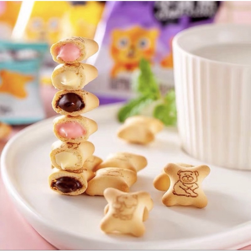 Bánh Gấu Bear mix vị nhân kem Đài Loan vị: Dâu, socola, kem sữa