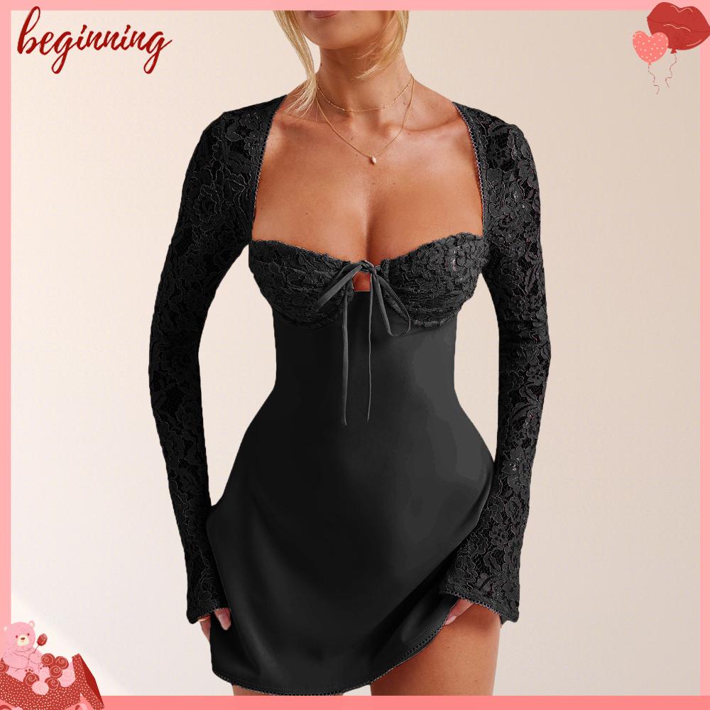 ✿ Phụ Kiện Bắt Đầu Chất Lượng Cao ✿ Đầm Tay Dài Dáng Chữ a Màu Sắc Thời Trang Quyến Rũ Cho Nữ