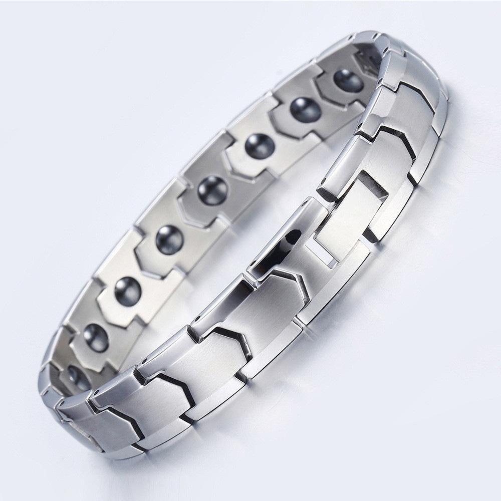 Vòng Tay Trang Sức Nam Châm Bằng Thép Không Gỉ Chống Tĩnh Điện Cho Nam Giao Hàng Ngày