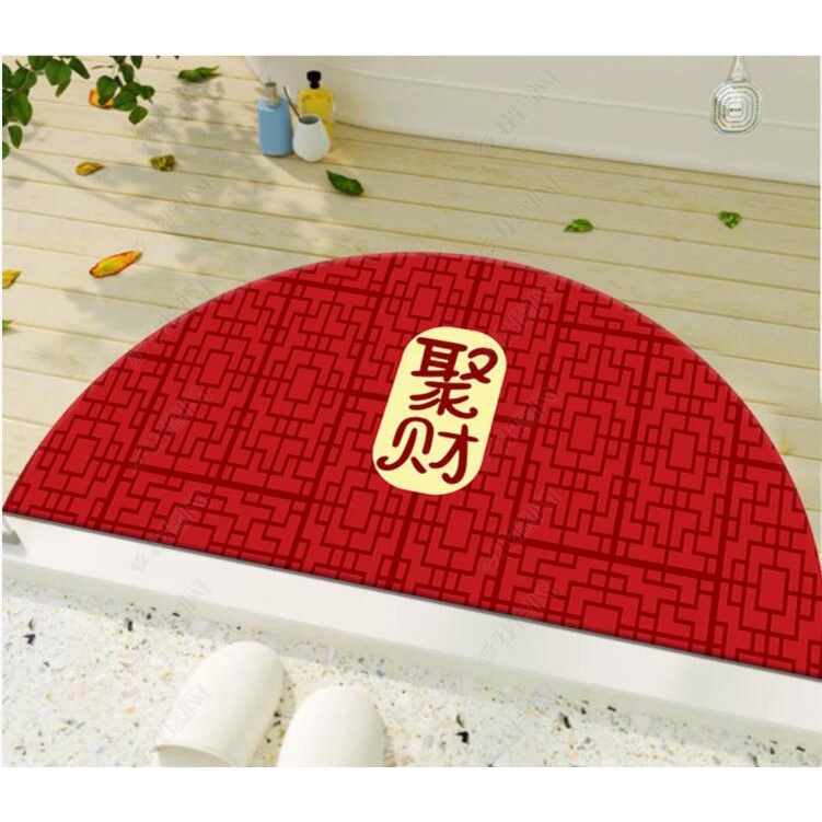Thảm Chùi Chân May Mắn Thấm Hút Tốt Chống Trượt Phong Cách Trung Hoa