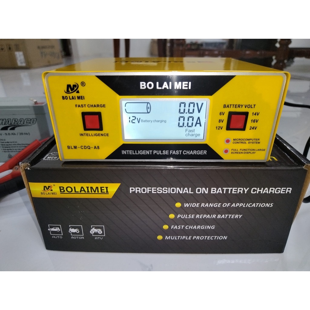 Bộ Sạc Thông Minh Siêu Sạc Acquy 6v-8V-12V-14V-16-24v-Máy sạc bình Ắc quy 6 chệ độ- BLM-CDQ-A8