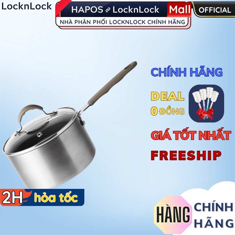 Nồi quánh sâu lòng LocknLock Handycook có tay cầm và nắp đậy 14cm nấu ăn dặm LHD1141- Không dùng bếp từ - HAPOS OFFICIAL