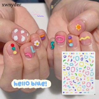 Kawaii 1 miếng dán trang trí móng tay hình mặt cười hoạt hình vui nhộn