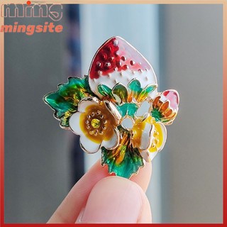 Vintage Thời Trang Men Trái Cây Dâu Thổ Cẩm Tính Khí Nữ Hoạt Hình Pin Thả Dầu Chống Trơn Trượt corsage MINGSITE
