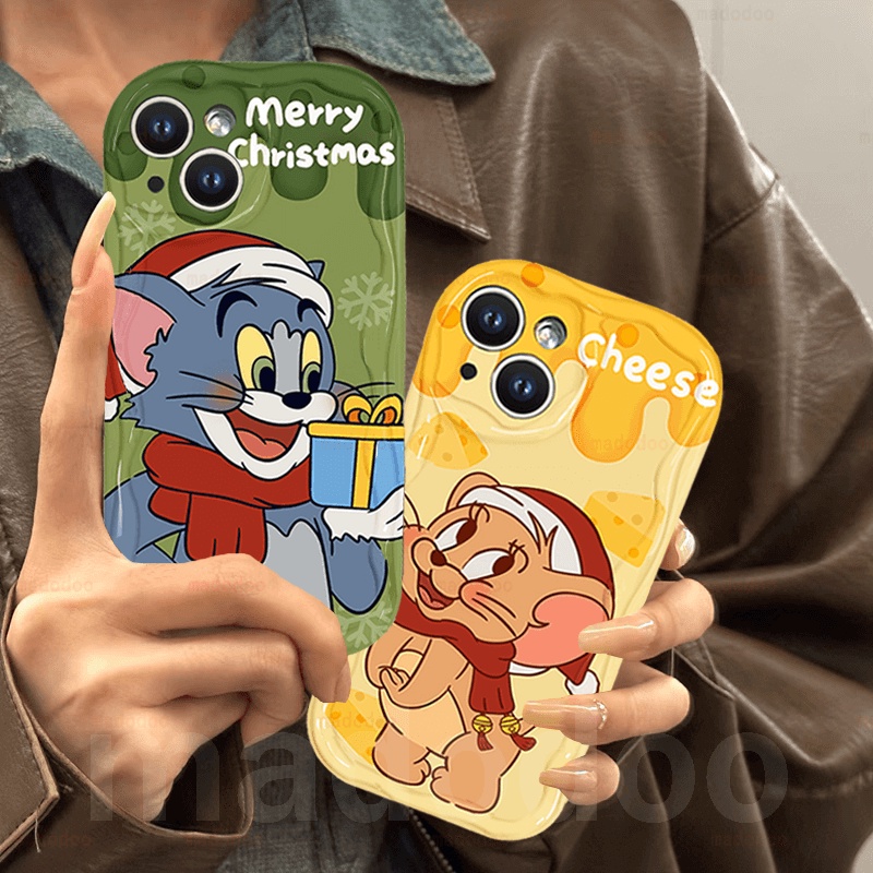 Cat Mouse Cheese Cartoon Couple ốp lưng Redmi Note 13 Pro+ 12S 4G 12 Pro Plus 5G 13C 12C A1 A2 11S 11 10C 10 9T 9C 9A POCO X5 Cute Full Fine hole Airbag Anti-fall Protection Soft Phone Case Christmas Gift Back Cover NY 78