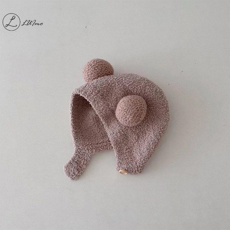 Luimo Mũ Len Lông Cừu Mềm Mại Bảo Vệ Tai Giữ Ấm Mùa Đông Cho Bé Sơ Sinh