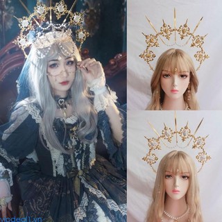 Vipdeal1 Băng Đô Hình Vương Miện Đính Ngọc Trai Pha Lê Màu Vàng Hóa Trang Dự Tiệc halloween