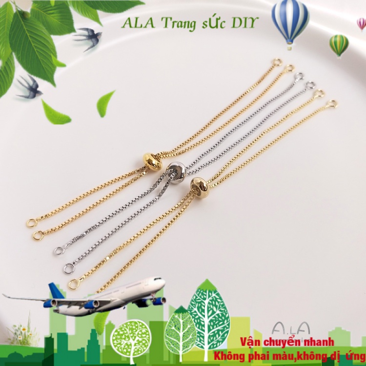 💖Trang sức DIY phụ kiện💖Giữ màu 14K Vòng đeo tay hộp mạ vàng 18K Phong cách Hàn Quốc với Hạt silicone có thể điều chỉnh Tự làm đôi treo chuỗi mở rộng Phụ kiện đồ trang sức