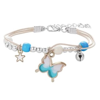 Vòng đeo tay dây bện gắn hoa và bướm handmade thời trang mùa hè cho nữ