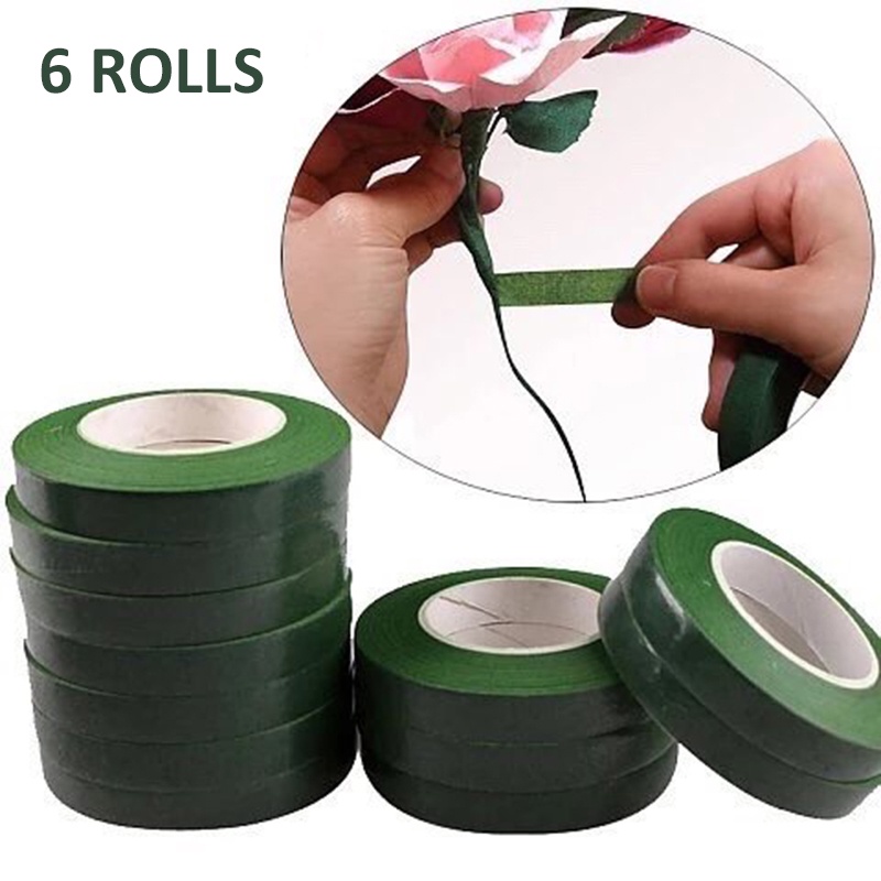 6rolls 1.2cm Wide Deep Green Paper Florist Floral Stem Wrap Tapes Craft Supplies