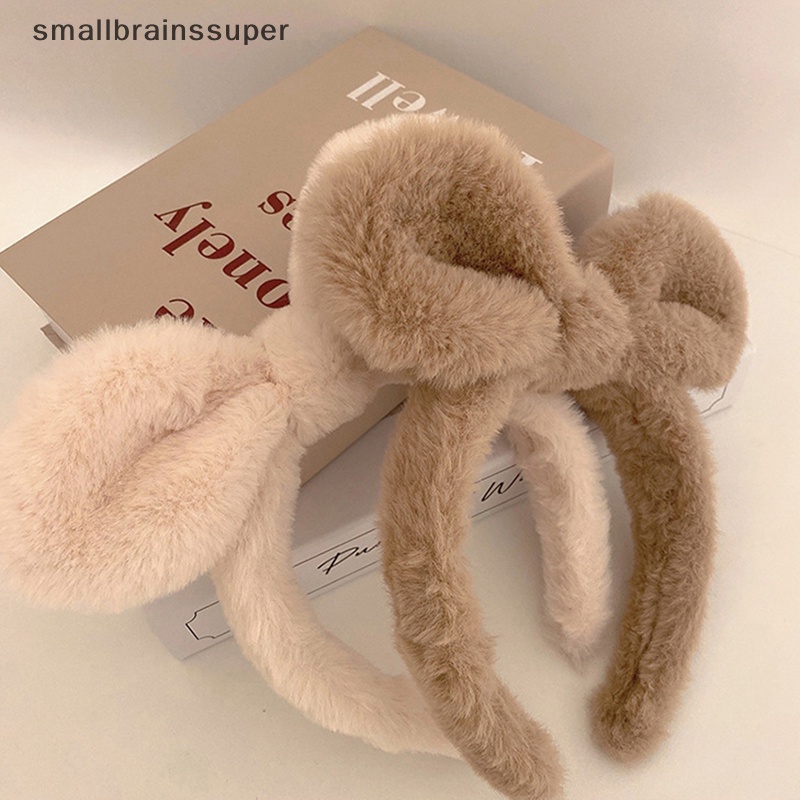 Smallbrainssuper Băng Đô Tai Thỏ Bằng Vải Lông Co Giãn Thời Trang Mùa Đông Dành Cho Nữ sbs