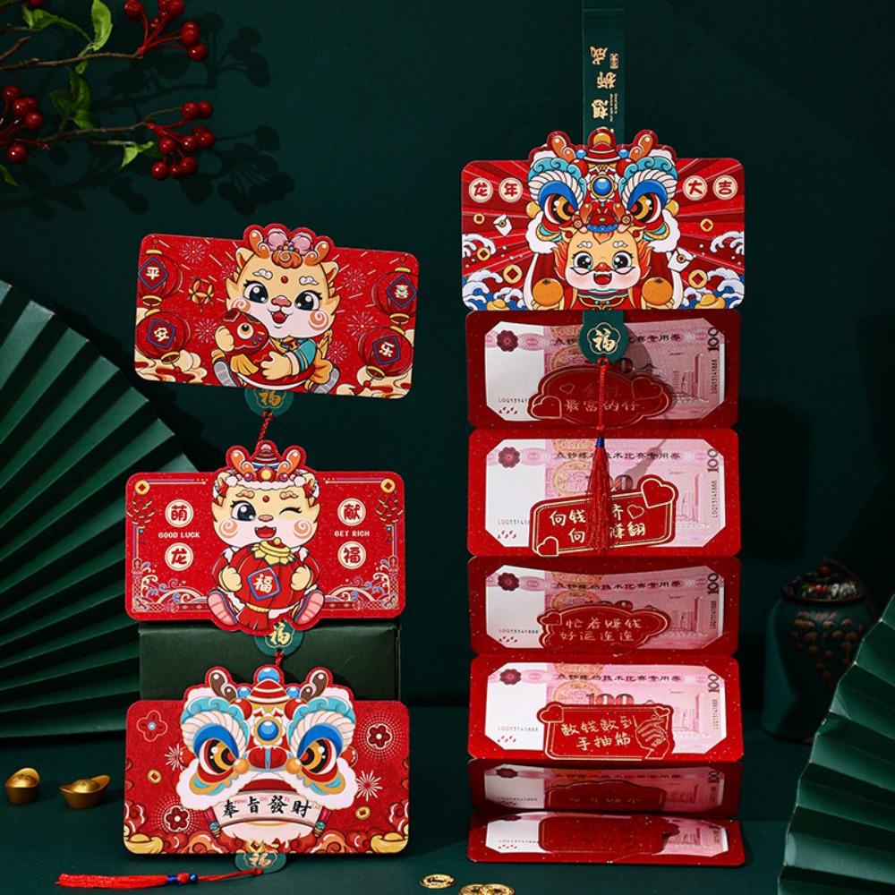 Bao Lì Xì Đỏ Hình Chữ Nhật Năm Mới angpao cny angpaw May Mắn Phong Cách Trung Hoa Có Thể Gập Lại