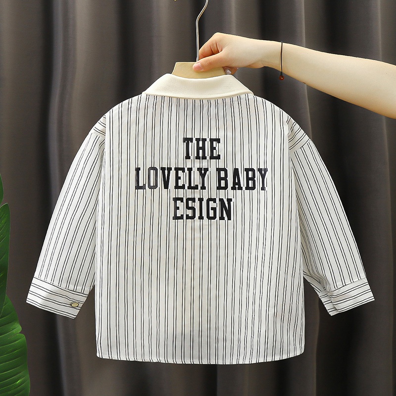 Áo Sơ Mi Dài Tay Họa Tiết Sọc Cho Bé Trai 4-9 Tuổi