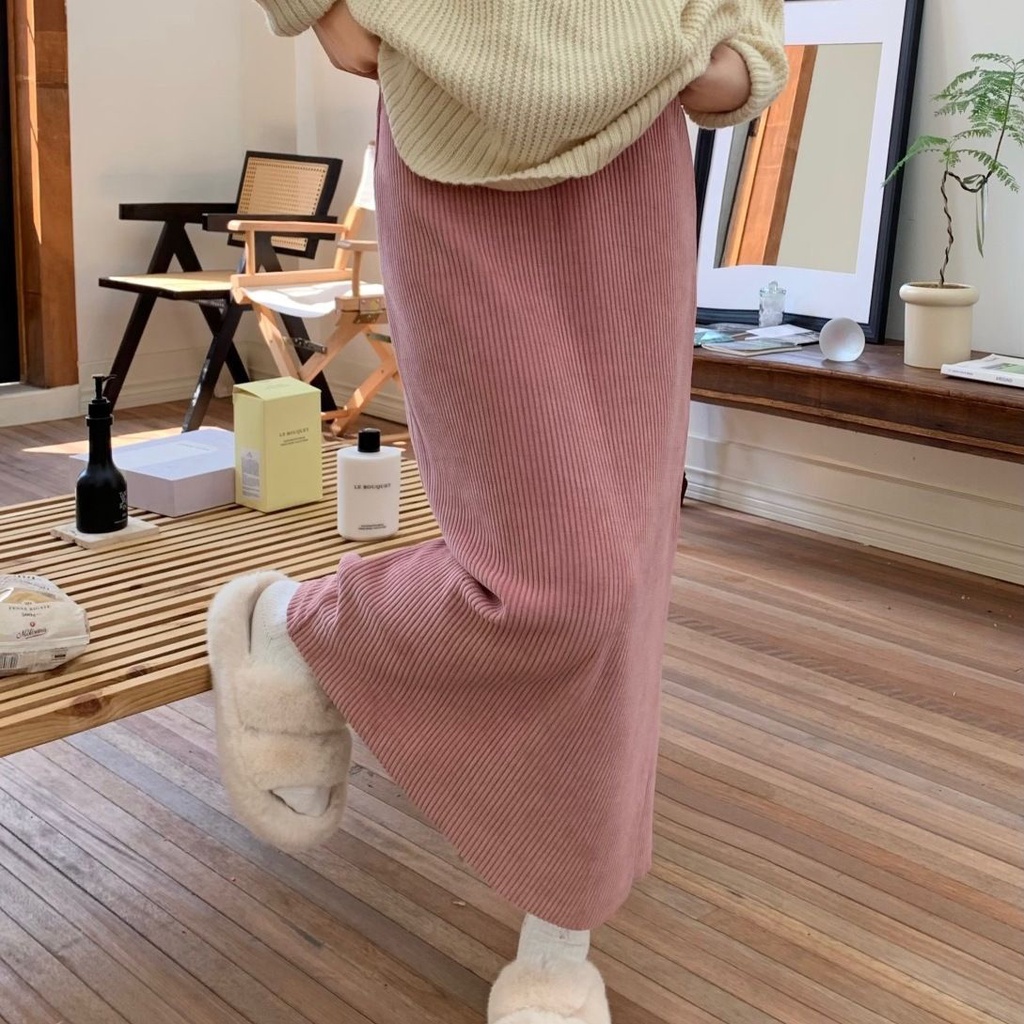 Chân váy nhung dài dáng chữ A màu trơn thời trang xuân thu phong cách Hàn Quốc | BigBuy360 - bigbuy360.vn