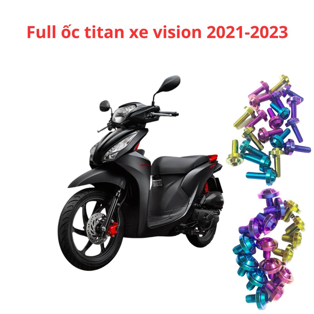 ốc titan gr5 salaya gắn full dàn áo xe vision 2021 2022 2023 2024 ốp pô, đĩa, heo dầu, lốc máy, lọc gió chân gương
