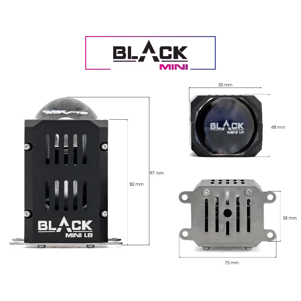 Đèn led bi cầu titan black 1.8 laser Moto / 1.8 ô tô  Aluminum cao cấp chip led 6+1 nhân siêu sáng siêu bền đẹp