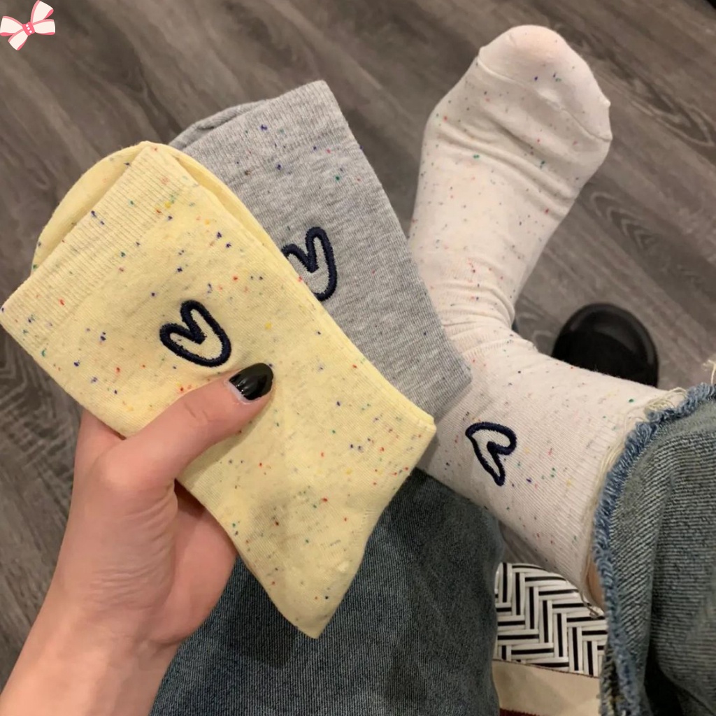 Thời Trang Vớ cotton Họa Tiết Chấm Bi Hình Trái Tim Dành Cho Bé Gái YR