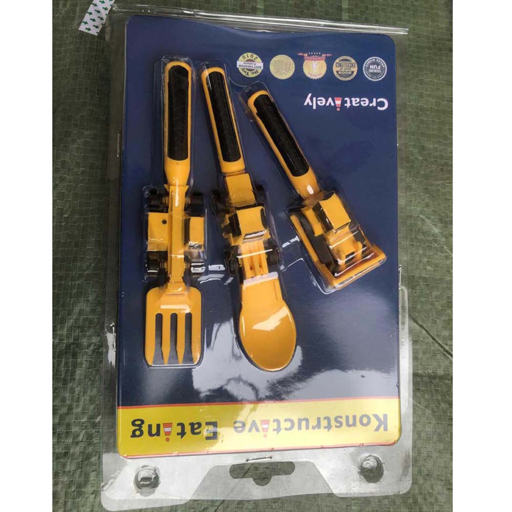Kids Dish Shovel Fork Spoon Set Cutlery Constructive Eating Tableware Utensil
