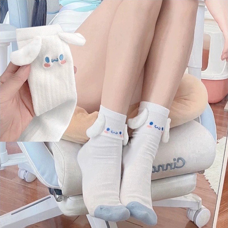 Sanrio Sweet Tất Nữ Xanh Nhạt Gothic Dễ Thương Cinnamoroll Giữa Ống Tất