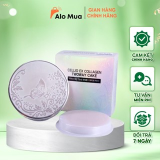 Phấn phủ siêu mịn 2 lõi Cellio Ex Collagen Twoway Cake SPF 30 PA++ - Bạc