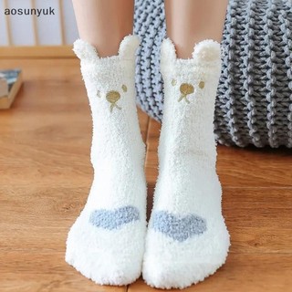 Aosunyuk vớ len cashmere dày mềm mại ấm áp đáng yêu cho nữ