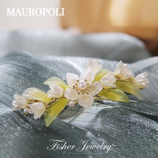Mauropoli [Sẵn sàng] Đẹp ~ Mũ nón Kẹp tóc hợp kim cao cấp Kẹp tóc trên cùng Kẹp tóc đuôi ngựa Lily of the Valley Kẹp lò xo sang trọng Kẹp tóc đầu sau