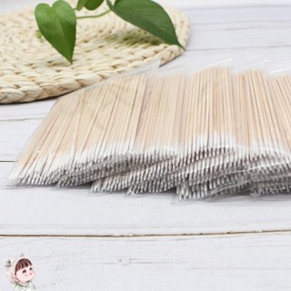 Tăm bông cán gỗ chà tê chà mực, tăm bông tre đầu nhọn gói 100 cái HAPPY
