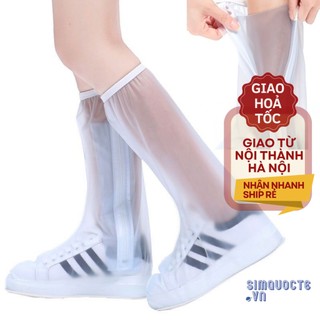 Ủng bọc giày cao cổ đi mưa đế cao su chống trơn trượt Bao giày đi mưa nhựa PVC siêu dai có khoá kéo chống lọt nước