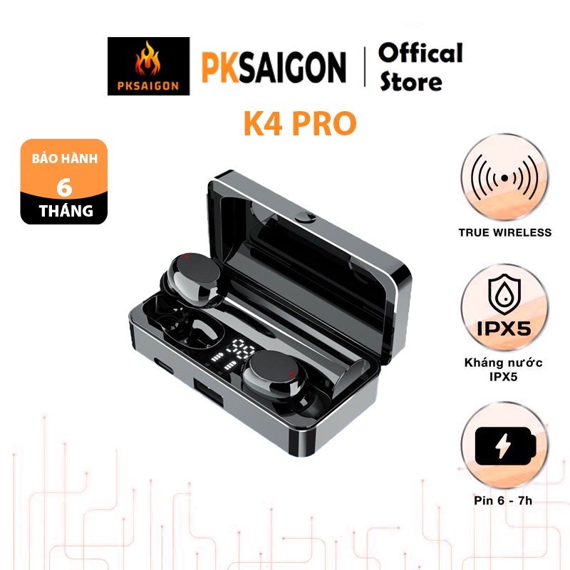 Tai nghe bluetooth 5.3 K4 Pro cảm ứng, hỗ trợ đàm thoại, nghe nhạc, kiêm sạc dự phòng. cổng sạc type