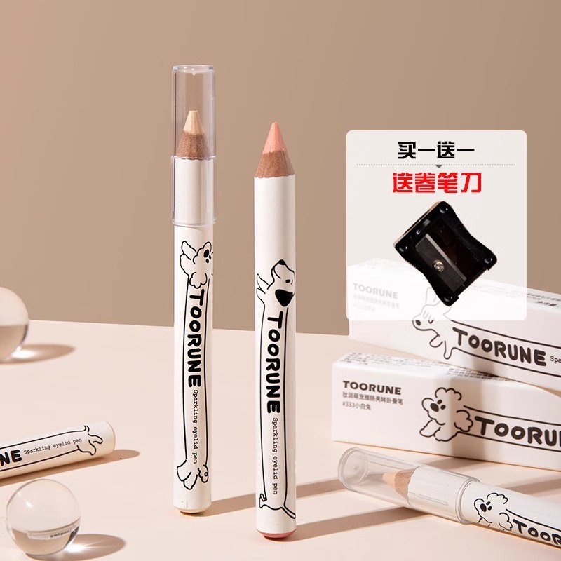 Good Product Selection# Toorune Peptide Run Sausage Dog High Light Eye Shadow Pen Pearl Brightening Eye Shadow Stick Female Not Easy to Smudge Smooth Authentic 12nn