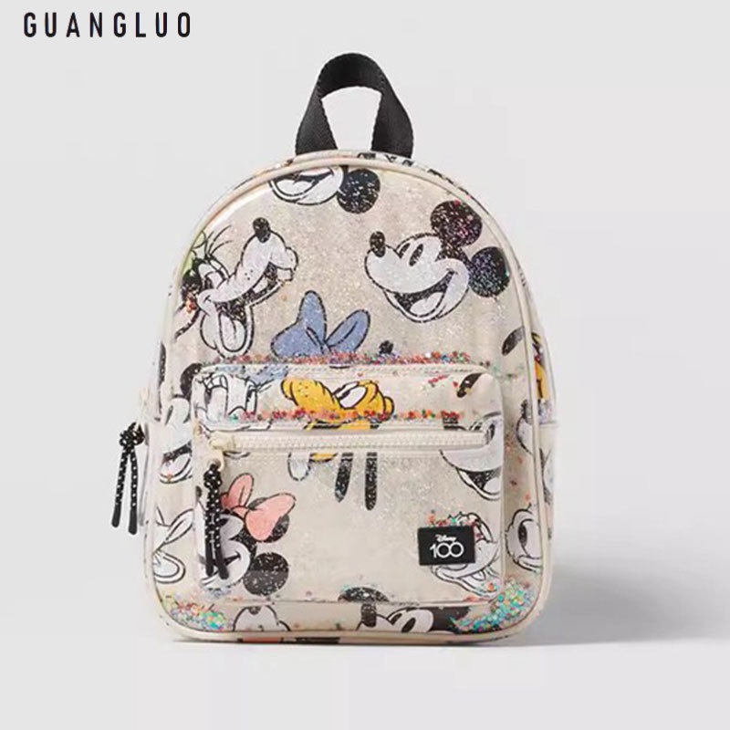 DISNEY guangluo Ba Lô mini Bằng PVC Trong Suốt In Hình Chuột Mickey Cho Bé Gái