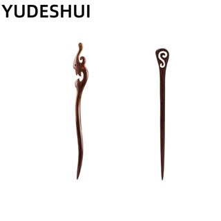 YUDESHUI Trâm Cài Tóc Làm Từ Gỗ Màu Đen Mịn Và Bóng Điêu Khắc Thủ Công Tinh Tế Phong Cách Retro Cho Phụ Nữ