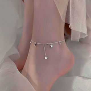 Bạc 925 Thời Trang Trái Tim Tình Yêu Mắt Cá Chân Đồ Trang Trí Quyến Rũ Đính Hạt Dây Xích Vòng Chân Cho Nữ Trang Sức