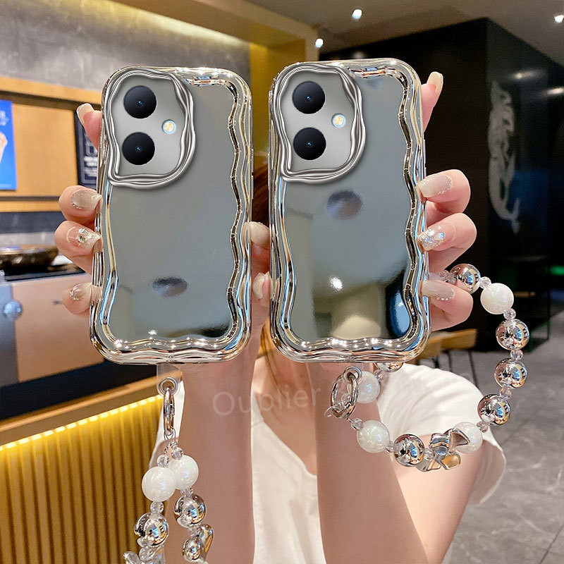 Ốp điện thoại OPPO A3X A3 Pro A79 A78 A98 Realme GT 6 6T 5G Thiết kế mới Mạ bạc Vỏ mềm có vòng tay h