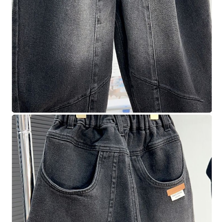 Quần jeans Đen Dáng Rộng Phong Cách Hàn Quốc Dành Cho Bé Trai