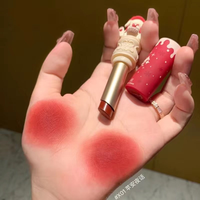 Bộ Son Môi Màu Ngọc Bích Hình Thỏ Dễ Thương Phong Cách Giáng Sinh Kèm Hộp Quà Tặng