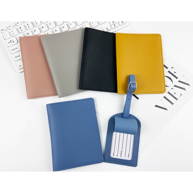 Mới Bao Da pu Màu Trơn Đựng Thẻ Hành Lý Tiện Dụng