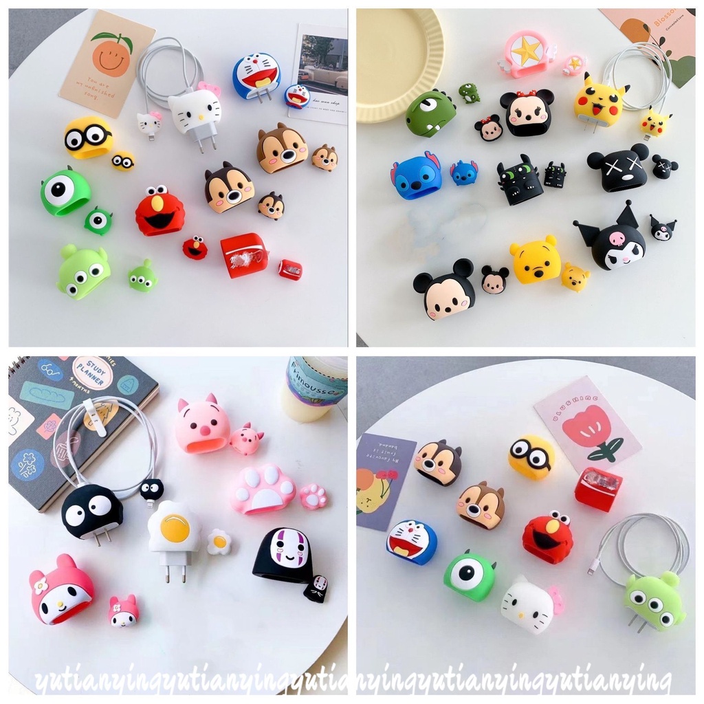 DISNEY Dễ Thương Phụ Kiện Bảo Vệ Dây Cáp Sạc usb Hình Chuột mickey minnie kuromi Đáng Yêu Sáng Tạo