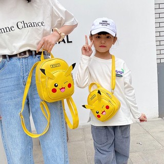 Pokemon small backpack kids Yellow bag handbag diagonal backpack Pikachu bag side diagonal backpack cute and fashionable Baby large capacity cartoon side shoulder bag
