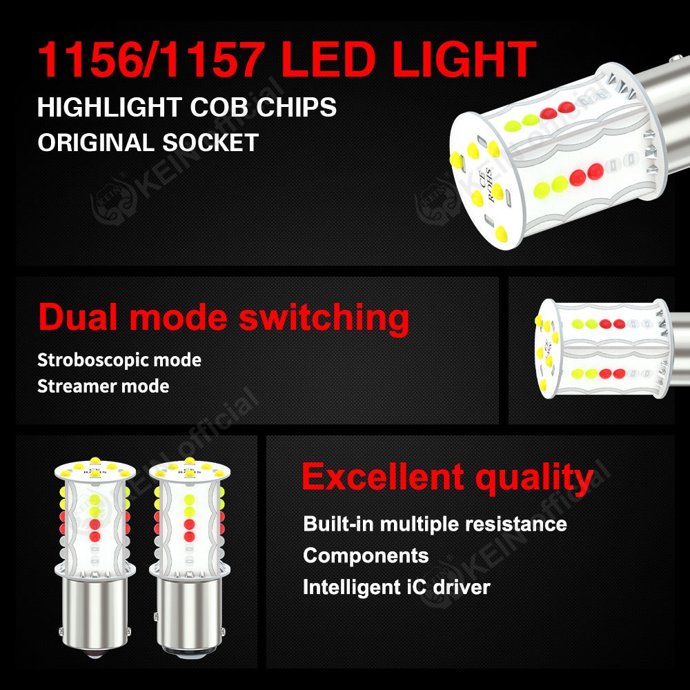 Kein Đèn led Nhiều Màu 1157 1156 p21w s25 1141 ba15s bay15d p21 / 5w Gắn Đuôi Xe Hơi