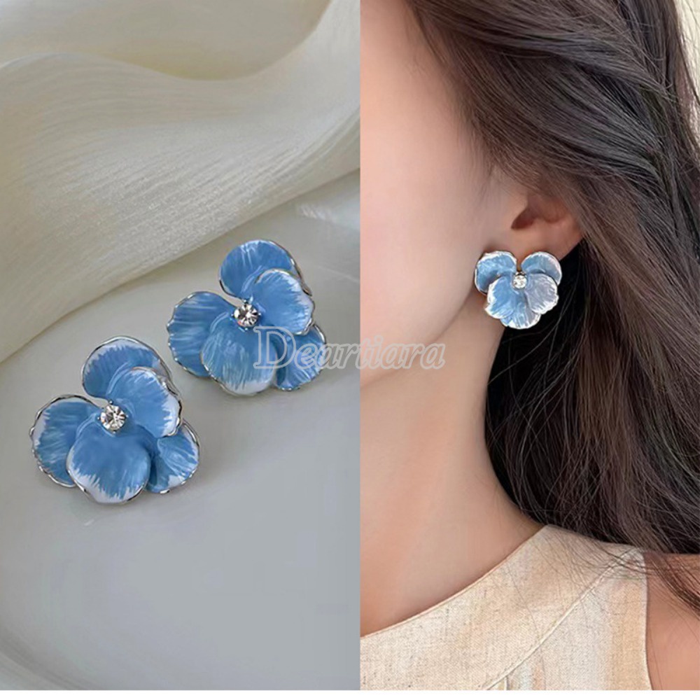 Khuyên Tai Hình Cánh Hoa phalaenopsis Màu Xanh Dương Sang Trọng