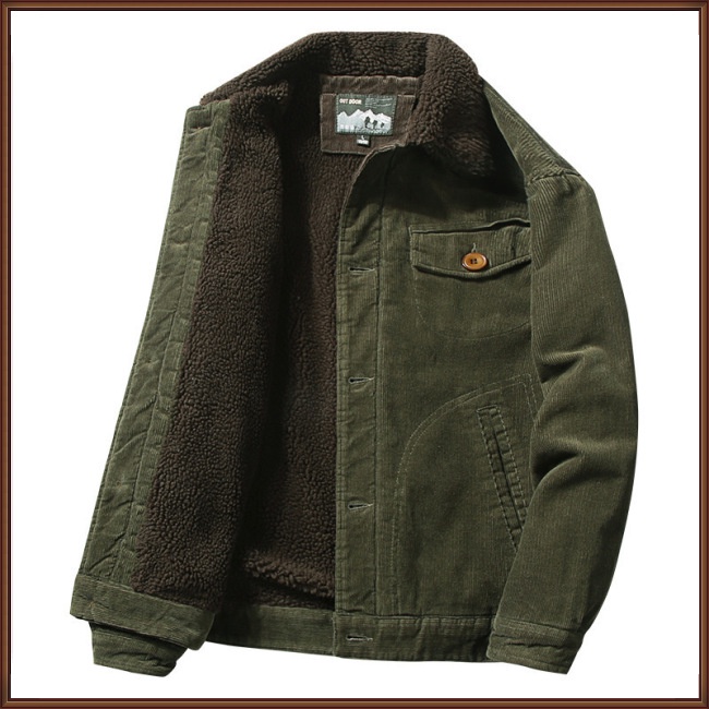 Jaz Áo Khoác cardigan Đệm cotton Nhung Dày Một Hàng Nút Cài Một Hàng Nút Màu Trơn Ấm Áp Mùa Đông Hợp Thời Trang Cho Nam