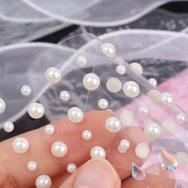 Miếng Dán Trang Trí Móng Tay / Mặt / Móng Tay Đính Đá Ngọc Trai / Mắt Trăng / Hạt Kim Cương Lấp Lánh Nhiều Màu Sắc