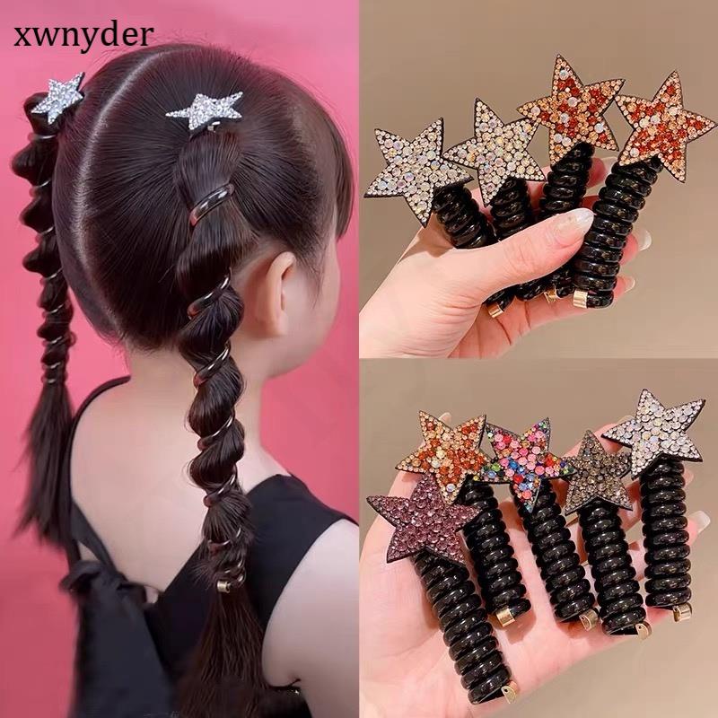 Sanrio Bộ 6 Món Dây Buộc Tóc Cao Su Co Giãn Kiểu Xoắn Ốc Hàn Quốc Cho Bé Gái Thời Trang Dây Cột Tóc Màu Trơn Ngọt Ngào Cho Nữ